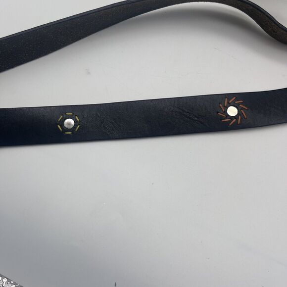 Xhilaration Vintage Genuine Leather Y2K Mirrored Belt 42“ - Picture 6 of 8